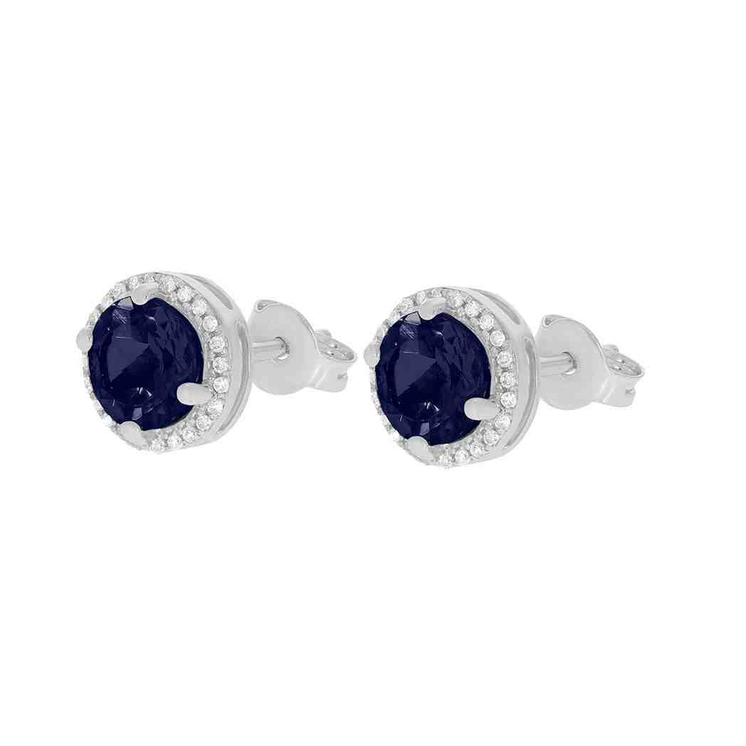 Round White Topaz with a Earring PD31343AER BLUE SAPPHIRE